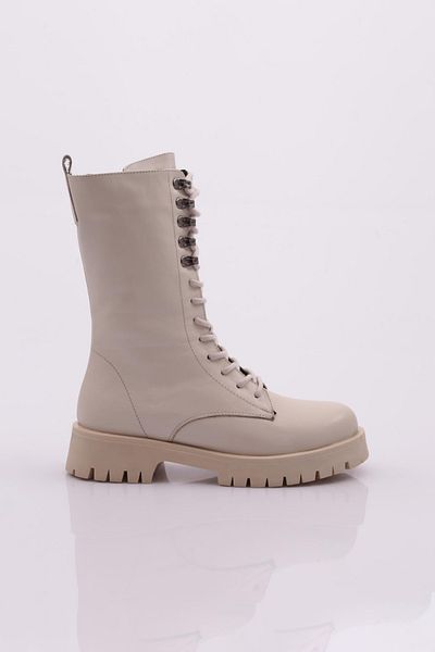 DGN Women's Lace-Up Boots Off-White Napa 326313
