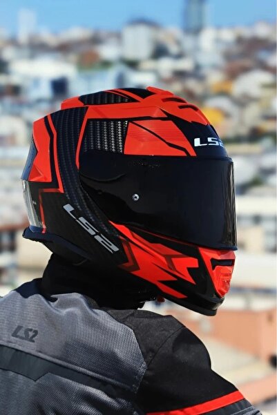 LS2 STORM 2 TRACKER SİYAH-KIRMIZI KASK (SİYAH+ŞEFFAF CAMLI)