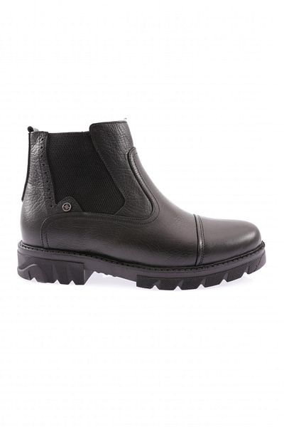 DGN Men's Stretch Detailed Chelsea Boots Black Genuine Leather 3621022696