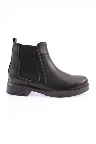 DGN 22531 Women's Stretch Detailed Boots Black Genuine Leather