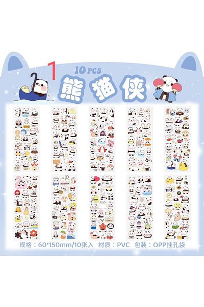 İthal O10-10 Sheets Kawaii Pet Sticker a - Number : 1