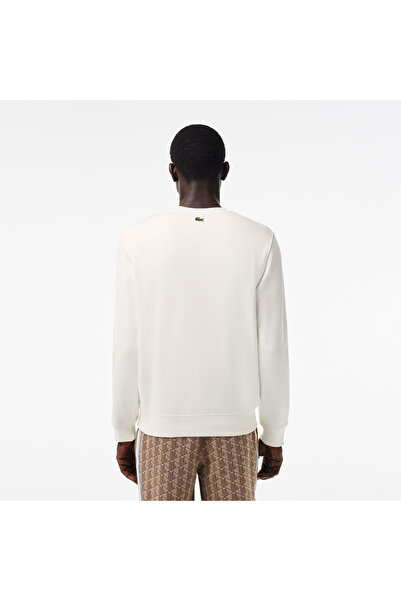 Lacoste Erkek Classic Fit Bisiklet Yaka Baskılı Krem Sweatshirt