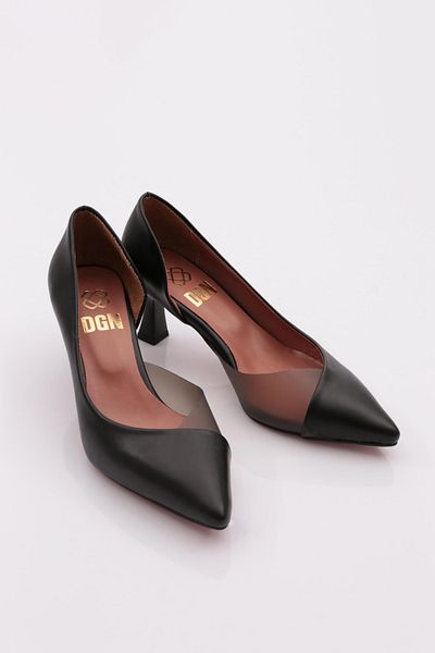 DGN 353-22Y Transparent Side Detailed - Toe Low-Cut Pointed Toe Women's Heeled Shoes