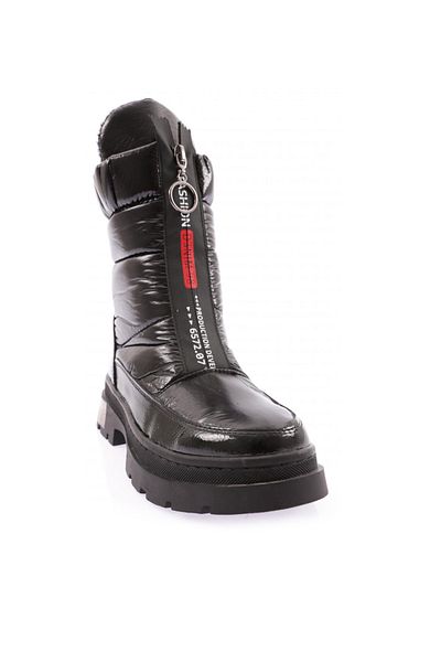 DGN 007-22k Black Patent Leather Women's Parachute Boots - Front Femuarli