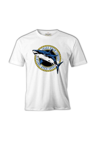 Lord T-Shirt Shark Ocean Logo Beyaz Erkek Tshirt