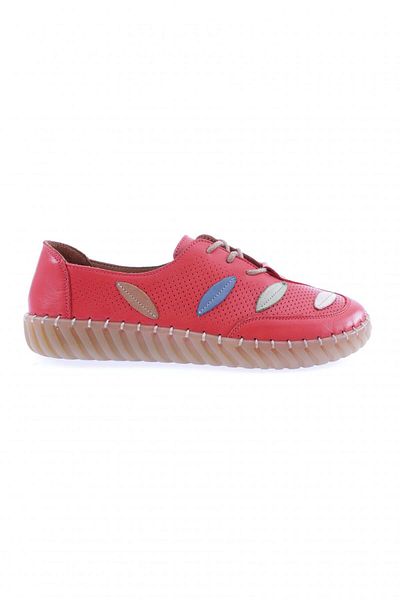 DGN Women's Saddled Casual Shoes Red Genuine Leather 78232110