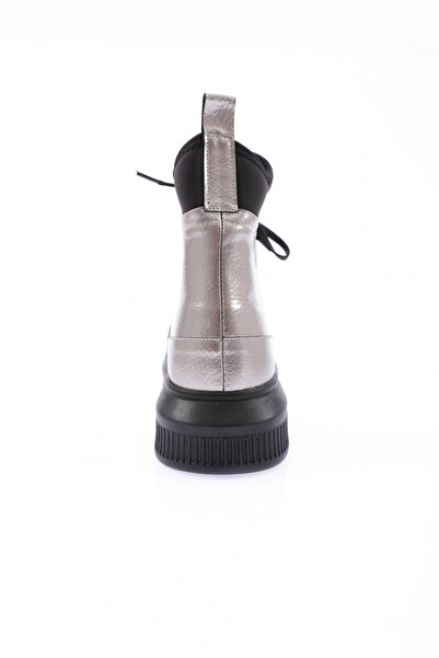 DGN Kadın Strech Detaylı Silver Taş Bantlı Bot Platin Kırışık 10813136