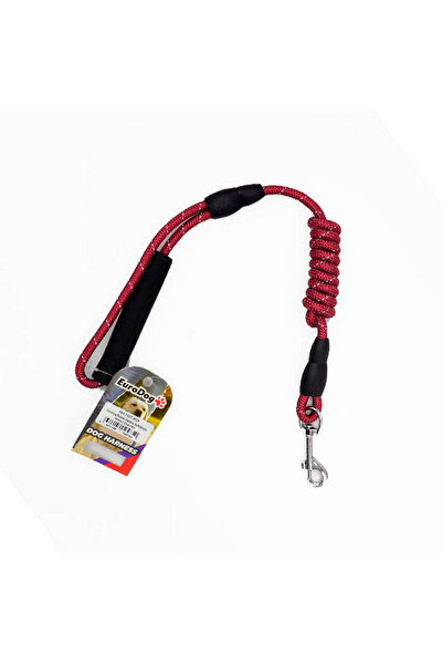 Eurodog حزام تمديد للكلاب من HN-SHOP مع عاكس ضوئي 8 مم × 120 سم أحمر اللون