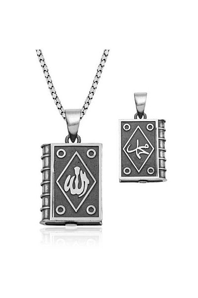 ECOME 925 Sterling Silver Square Openable Allah Amulet Necklace