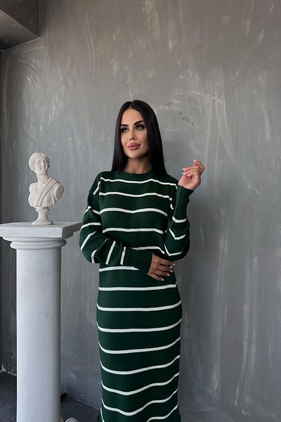 kamacibutik Crew Neck Striped Slit Detailed Knitwear Dress (Standard Size S/M/L/Xl Compatible)