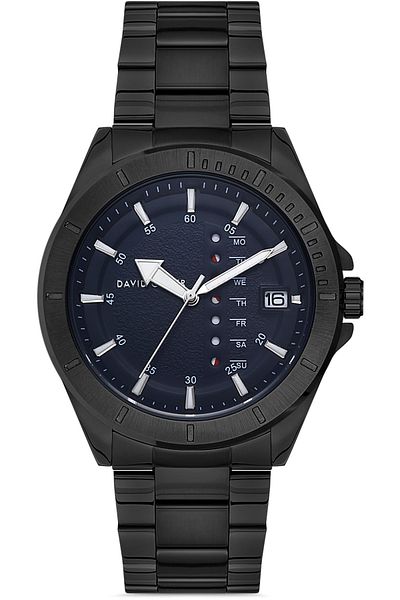 DAVID GUNER Gun Coated Blue Dial Men's Watch Dg-8225Ga-V3