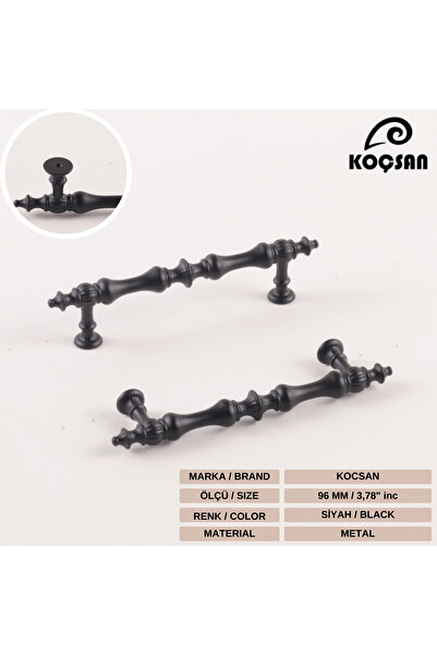 KOÇSAN Crescent Black 96 mm Λαβή Luxury Country Έπιπλα Κουζίνας Ντουλάπα Συρτάρι