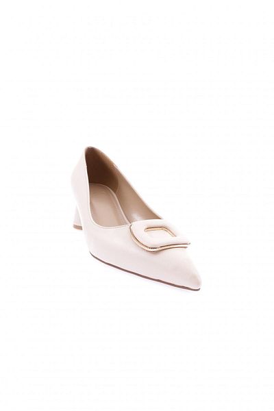 DGN Accesoriu metalic pentru damă, cu vârf ascuțit, pantofi cu toc scurt, ecru mat 54312821