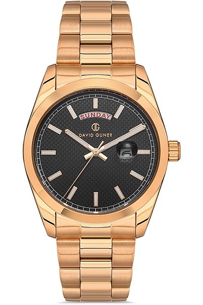 DAVID GUNER Rose Coated Black Dial Men's Watch Dg-8493Ga-C2