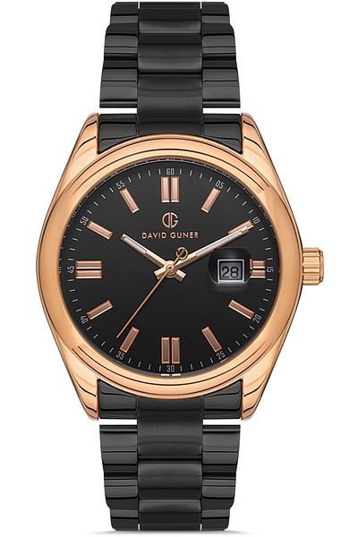 DAVID GUNER Rose Black Coated Black Dial Men's Watch Dg-8390Ga-R2