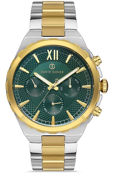 DAVID GUNER Sari White Coated Green Dial Men's Watch Dg-8410Ga-D10