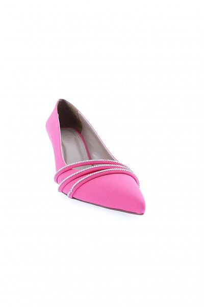 DGN Pantofi cu toc pentru femei, argintiu, cu vârf ascuțit, cu piatră, fucsia 43262821