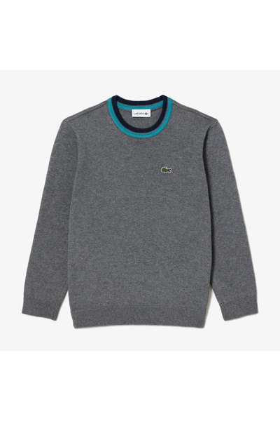 Lacoste Çocuk Bisiklet Yaka Gri Triko