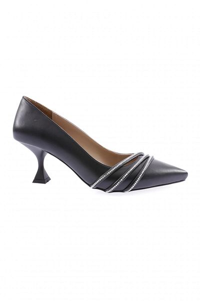 DGN Pantofi cu toc tip goblet cu vârf ascuțit, argintiu, negri 43262821