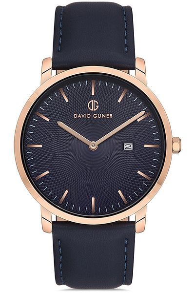 DAVID GUNER Rose Coated Blue Dial Men's Watch Dg-8287Gb-T3