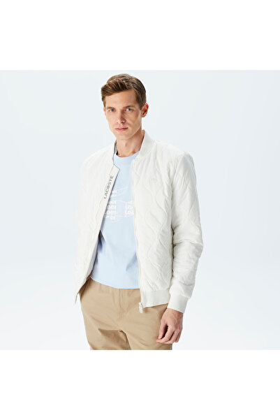 Lacoste Erkek Dik Yaka Kapitone Beyaz Mont