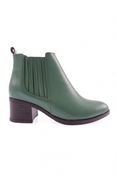 DGN Green Striped Women's Short Heeled Boots - 101183275