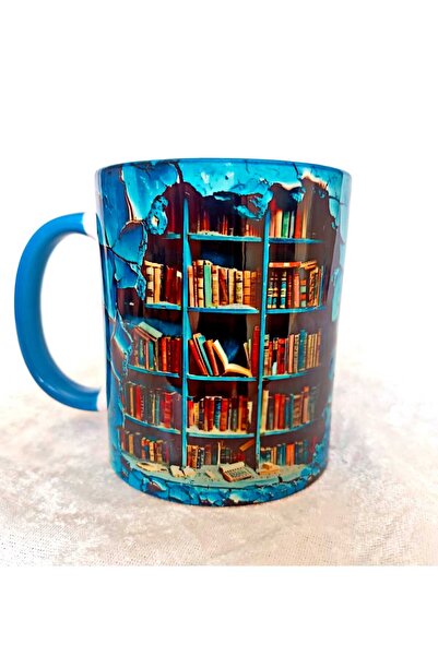 Mugs and love Kitap Kitaplık 3d Baskı Büyük Boy Kupa