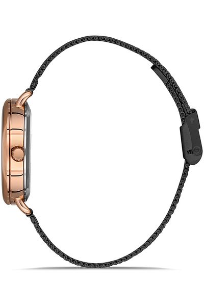 DAVID GUNER ساعة يد نسائية بمينا أسود مطلي باللون الأسود DG-8261LC-R2
