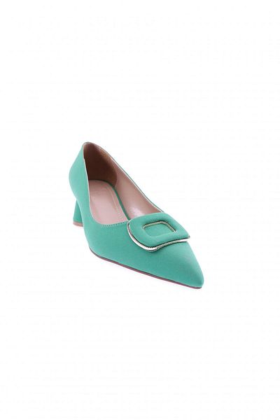 DGN Accesoriu metalic de damă cu vârf ascuțit pantofi groși cu toc scurt Green Scuba 54312821