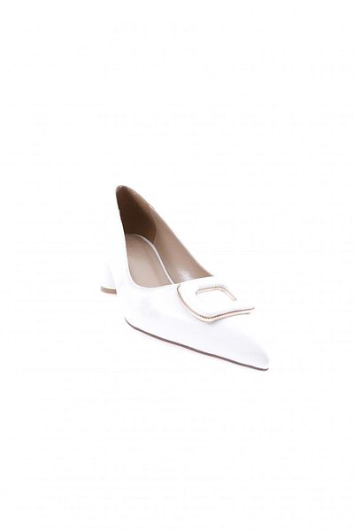 DGN Accesoriu metalic de damă cu vârf ascuțit pantofi cu toc scurt alb mat 54312821
