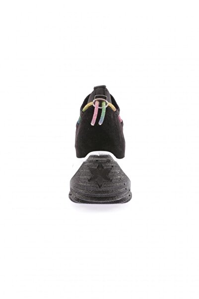 DGN Kadın Mega Kalın Taban Simli Ip Detaylı Sneakers Ayakkabı Siyah 361052831