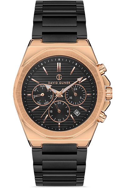 DAVID GUNER Rose Black Coated Black Dial Men's Watch Dg-8307Ga-R2