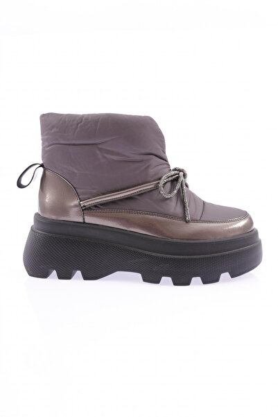 DGN Women's Thick Sole Silvery Rope Detailed Parachute Boots Platinum Wrinkle...