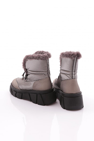 DGN Kadın Lastik Bağcıklı Kürklü Bot Platin Platin 33152682