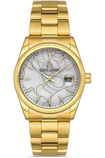 DAVID GUNER Takvimli Sarı Kaplamalı Kadın Kol Saati - Dg-8384la-b1