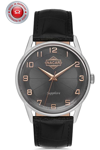Nacar Sapphire Glass Classic Black Men's Wristwatch Nc34-290865-Agl1