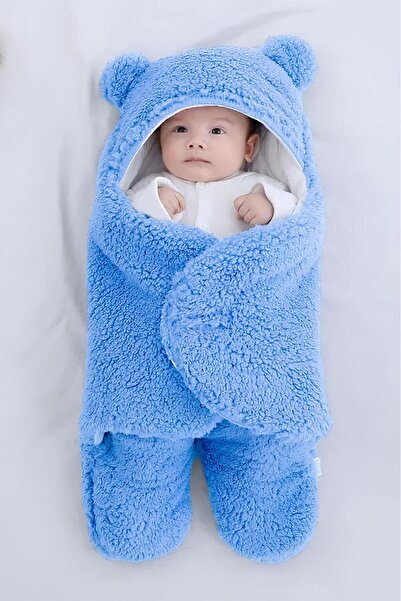 Genel Markalar Bebek Kapüşonlu Ayaklı Kundak Battaniyesi, Yenidoğan Kışlık Be...
