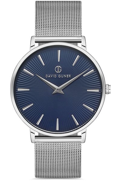 DAVID GUNER Men's Wristwatch with Silver Coated Blue Dial Dg-8233Gc-A3