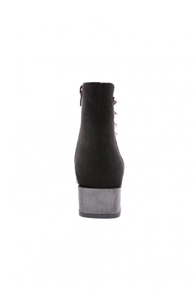 DGN Sivri Burun Yanları Troklu Kısa Topuk Kadın Bot Siyah Süet 26232722111312322