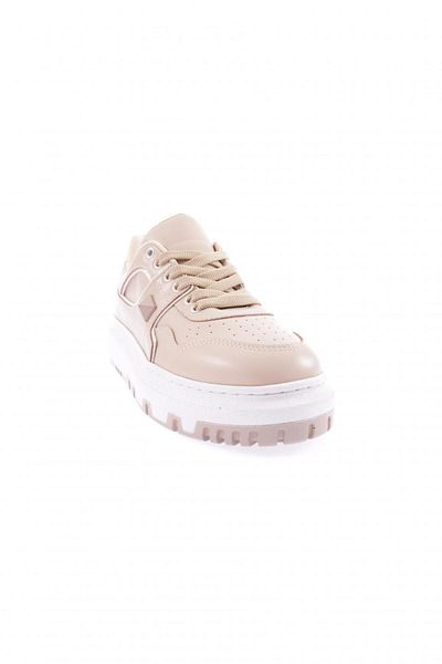DGN 020-22K Women's Sneakers - Thick Sole, Lace-Up and Stitching Detail