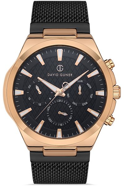 DAVID GUNER Rose Black Coated Black Dial Men's Wristwatch Dg-8385Gc-R2