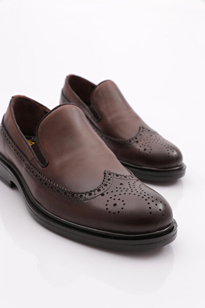 DGN Men's Comfort Laser Shoes Brown Genuine Leather 31662617