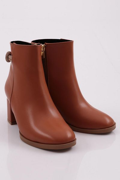 DGN Women's Siler Stone Two String Side Zipper Heeled Boots Brown 5142534