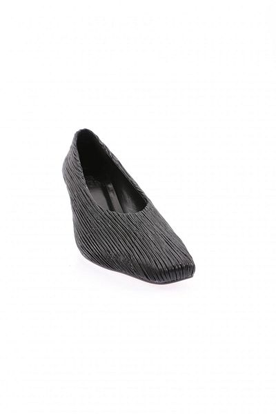DGN Pantofi cu toc tip goblet de damă, negri, încrețiți - 23453261