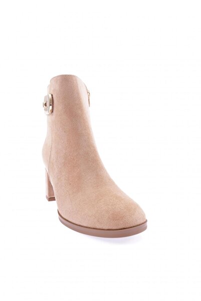 DGN Γυναικείες μπότες με φερμουάρ στο πλάι με τακούνι Nude Suede 5132534