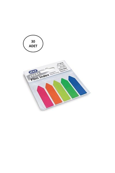 Mas Mbb Etiket Mas 3662 - 12mm X 45mm Neon 5 Color Film Index, 5 X 25 cm Sheet Pp