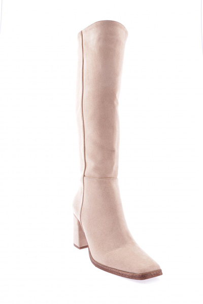 DGN Μπεζ σουέντ γυναικείες μπότες με τακούνι - μυτερή μύτη 43843285