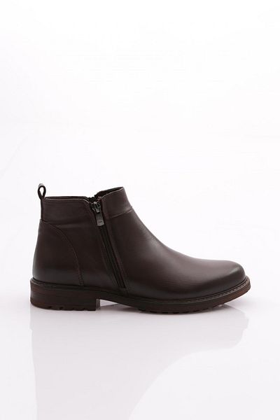 DGN Men's Genuine Leather Zippered Brown Boots