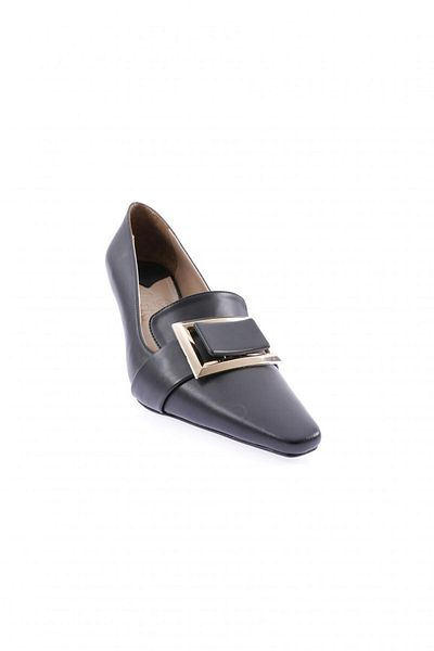 DGN Women's Goblet Heeled Shoes with Metal Accessories Black 41262821