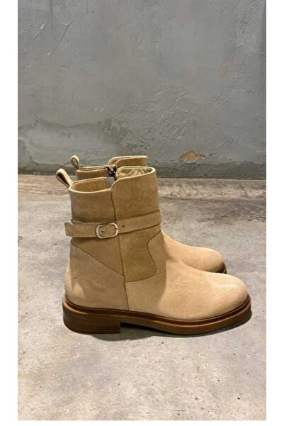 LA PASSION Hakiki Süet Minik Tokalı Bisküvit Kadın Bot